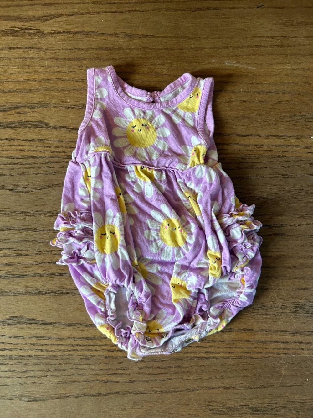 Little Sleepies Bubble Romper; Sleeveless; Pink w/ White Daisies; 3-6 Months